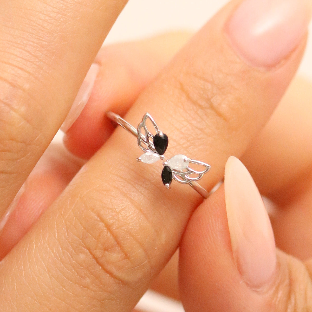 Black onyx Butterfly Wing Ring