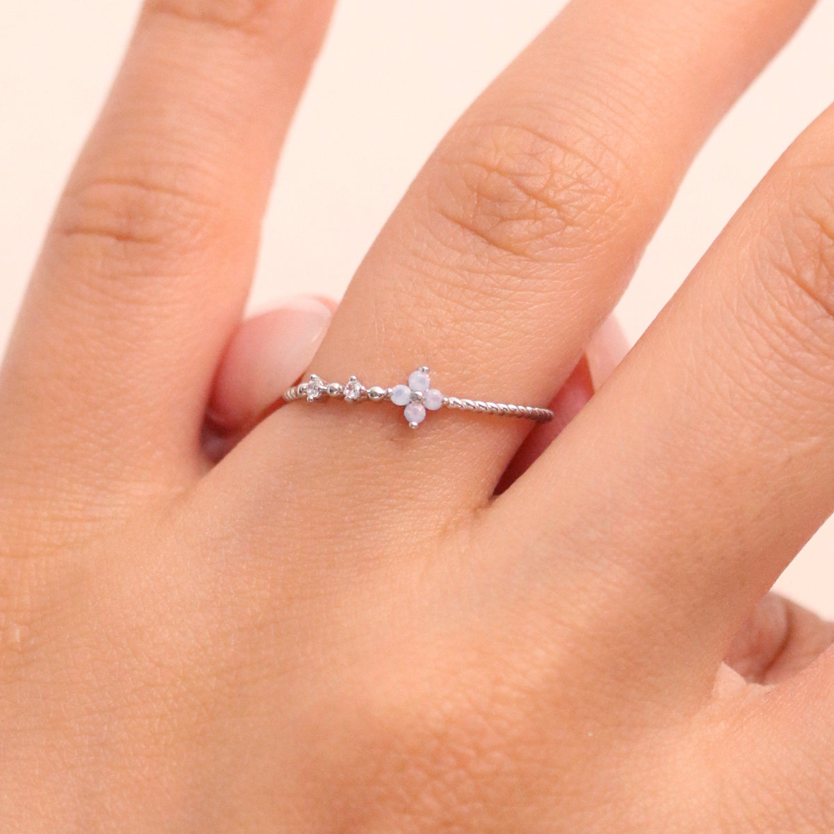 Moonstone Flower Ring