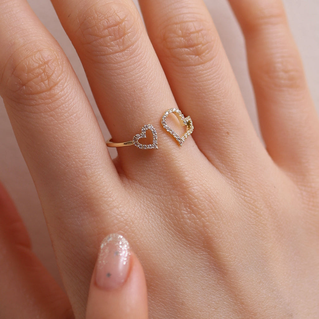 Double hearts ring